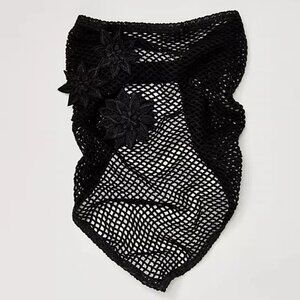 New Free People Baja Crochet Black Hair Scarf